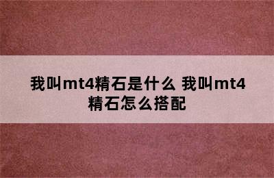 我叫mt4精石是什么 我叫mt4精石怎么搭配